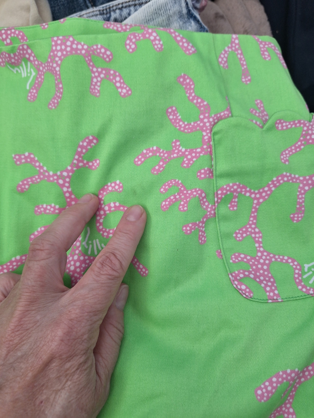 Lilly Pulitzer Lime Green Mini Skirt with Pink Coral Print - Picture 7 of 7